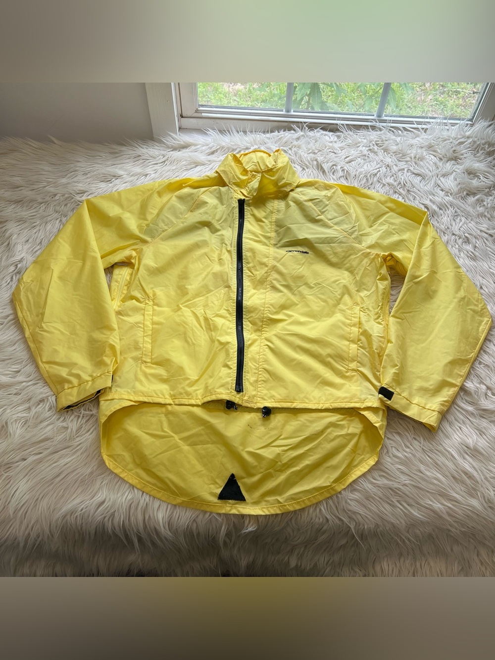 Vintage Cannondale Cycling Windbreaker Hooded Vented Yellow USA Men’s Size L